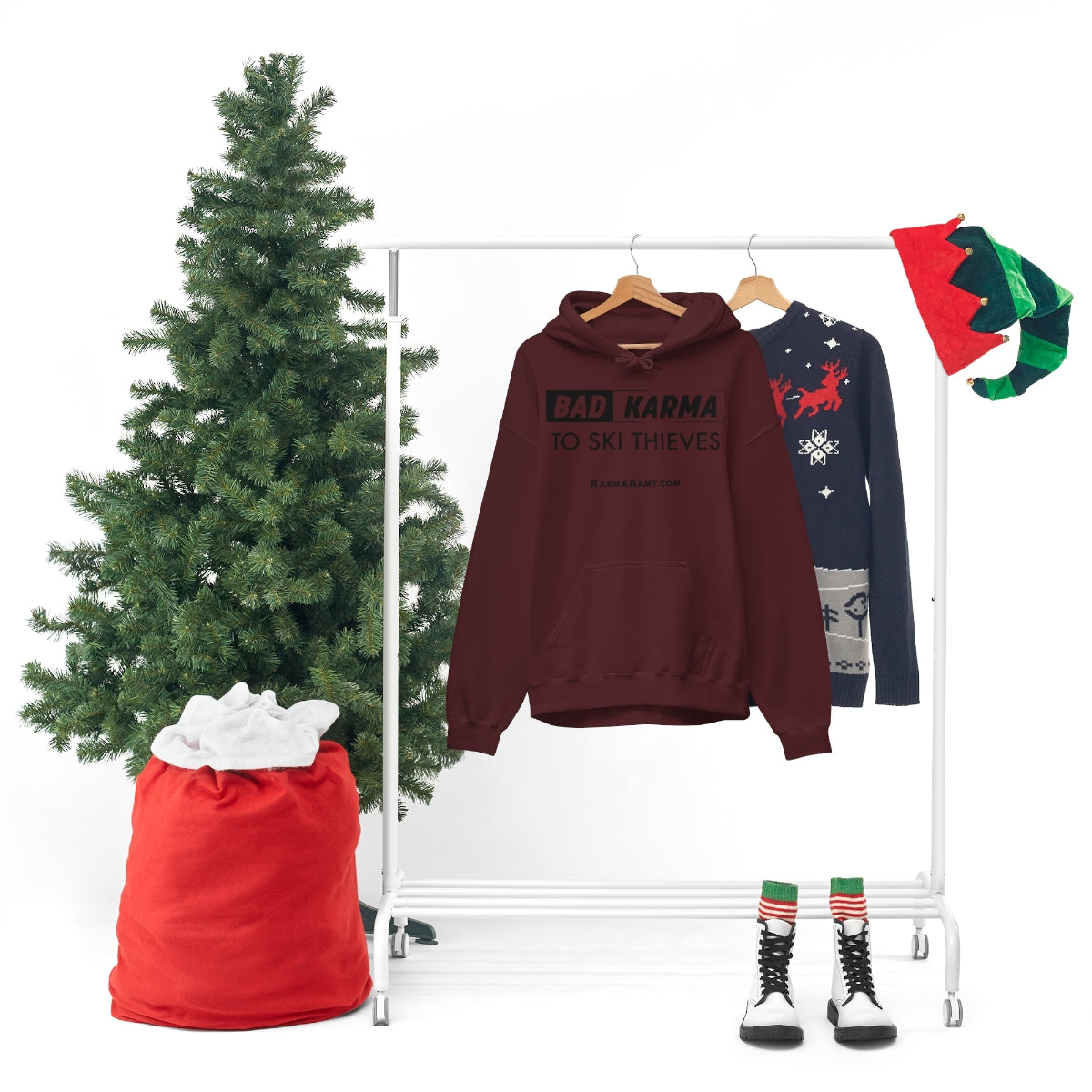 BAD KARMA TO SKI THIEVES Unisex Heavy Blend™ Hooded Sweatshirt