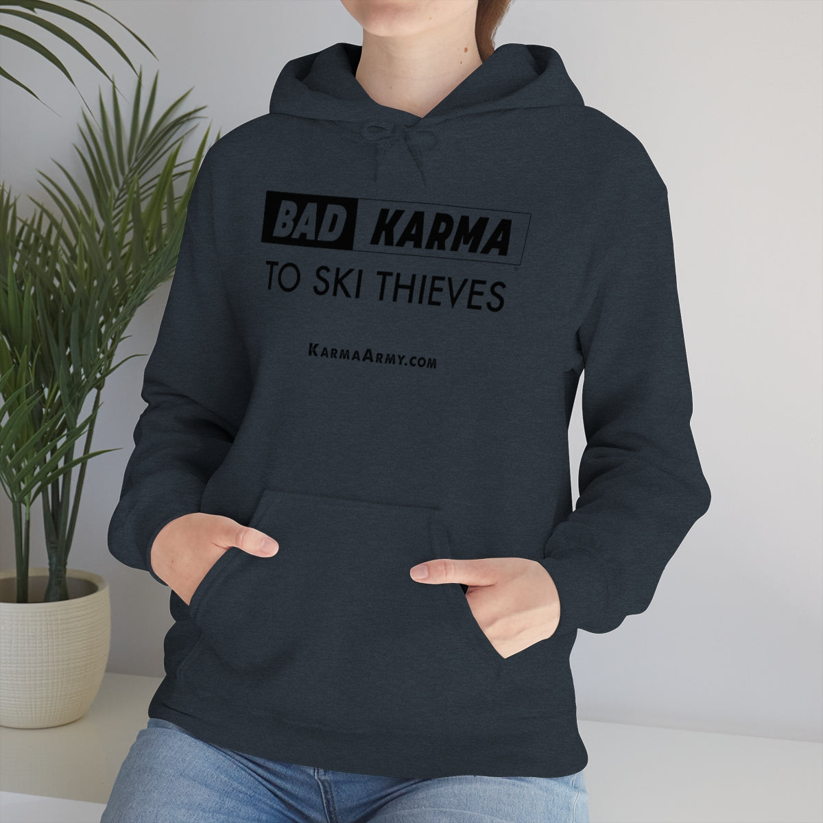 BAD KARMA TO SKI THIEVES Unisex Heavy Blend™ Hooded Sweatshirt