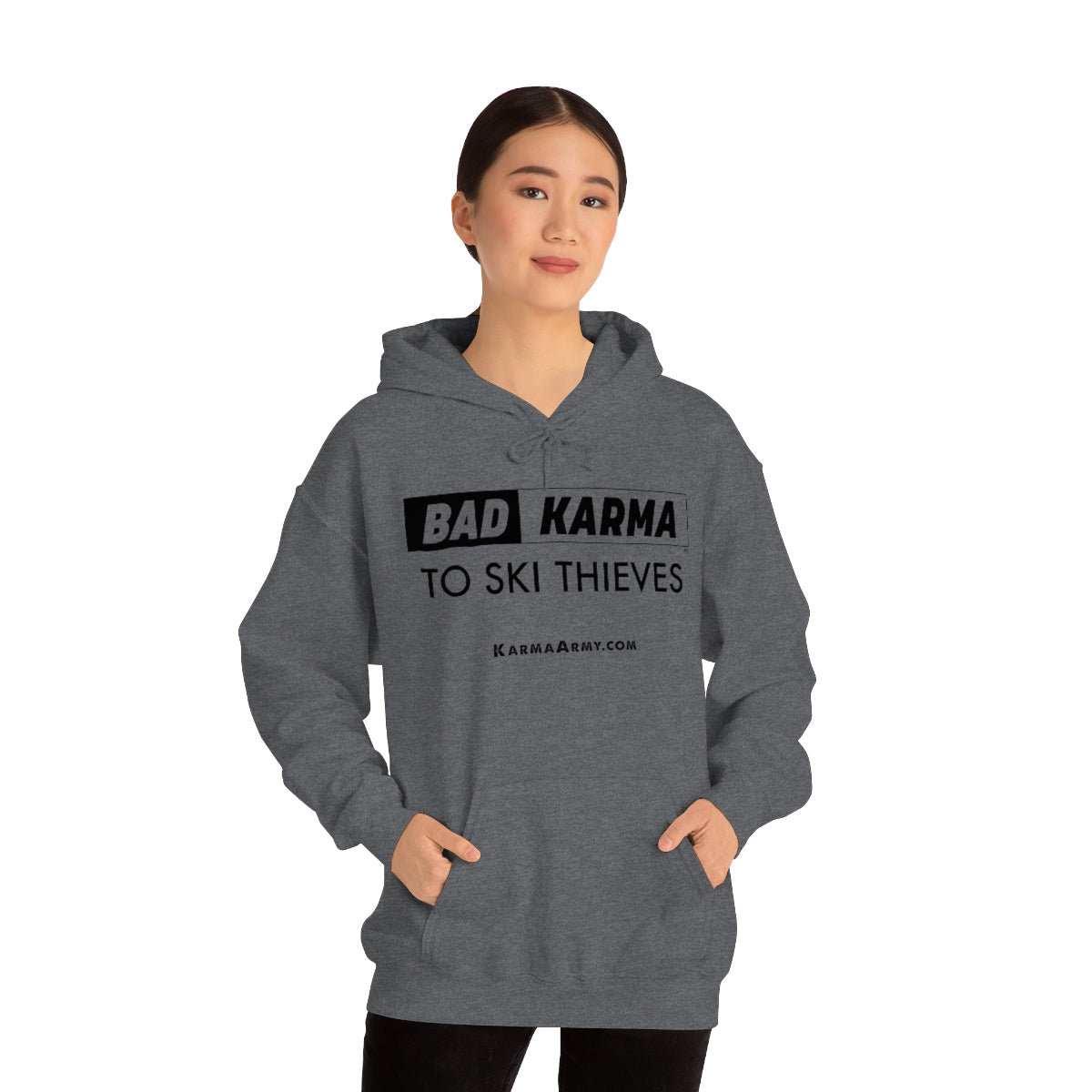 BAD KARMA TO SKI THIEVES Unisex Heavy Blend™ Hooded Sweatshirt