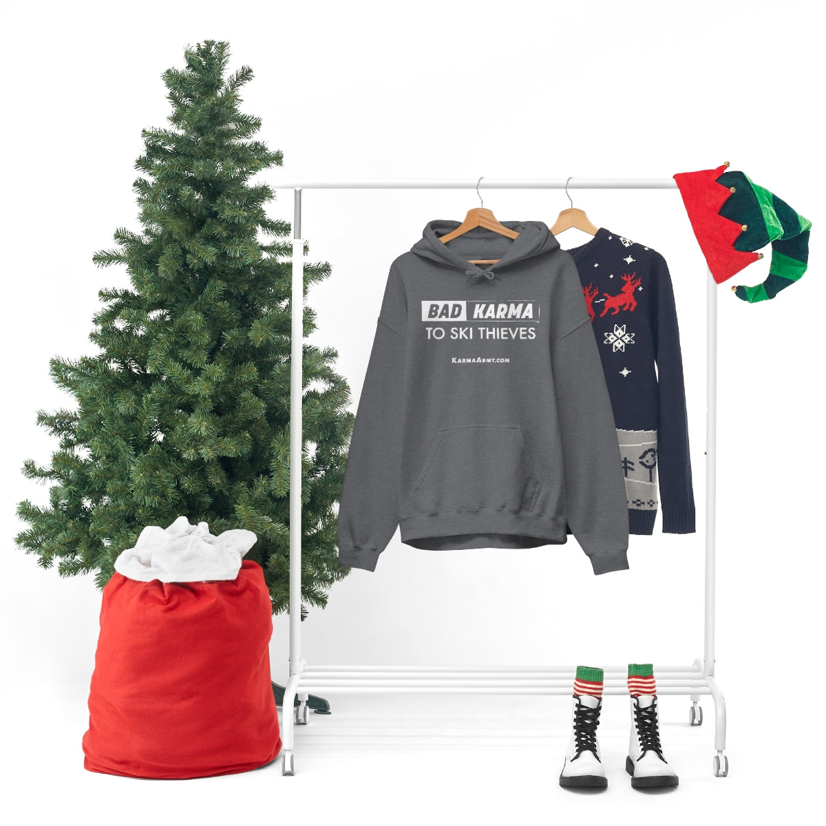 BAD KARMA TO SKI THIEVES Unisex Heavy Blend™ Hooded Sweatshirt