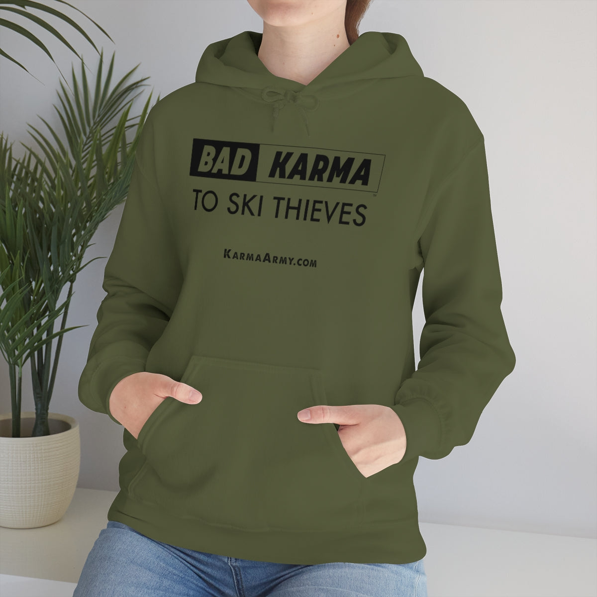 BAD KARMA TO SKI THIEVES Unisex Heavy Blend™ Hooded Sweatshirt