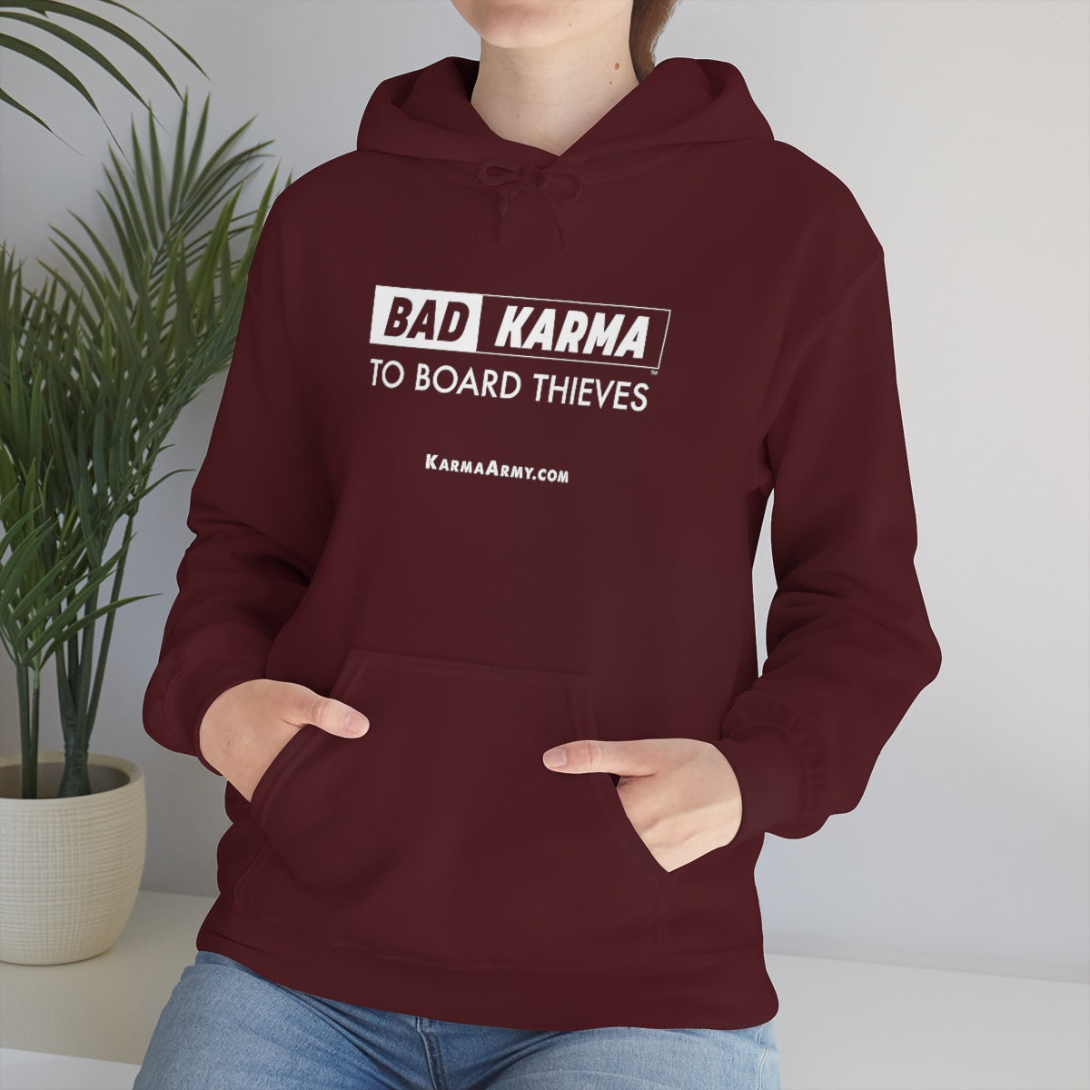 BAD KARMA TO BOARD THIEVES Unisex Heavy Blend™ Hooded Sweatshirt