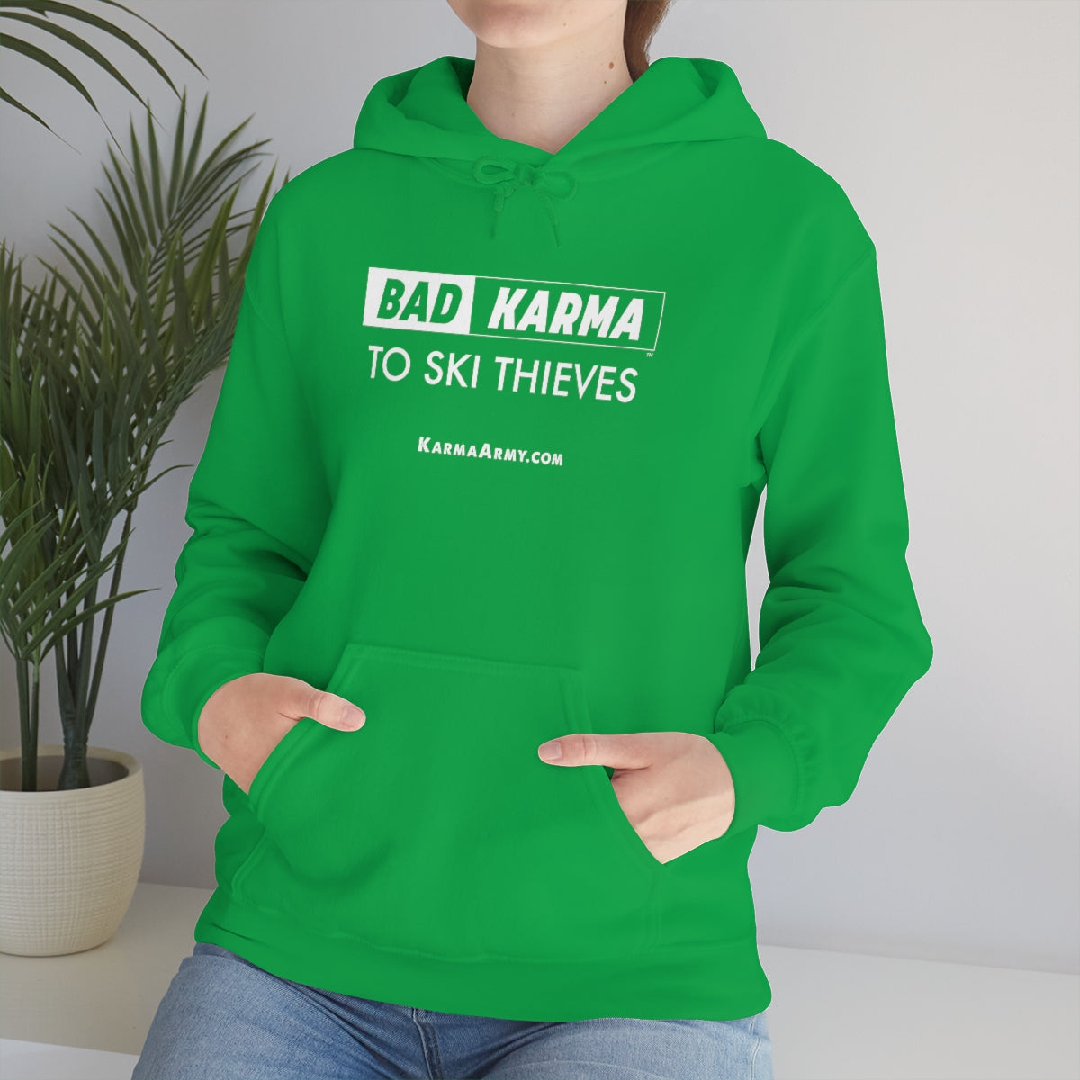 BAD KARMA TO SKI THIEVES Unisex Heavy Blend™ Hooded Sweatshirt