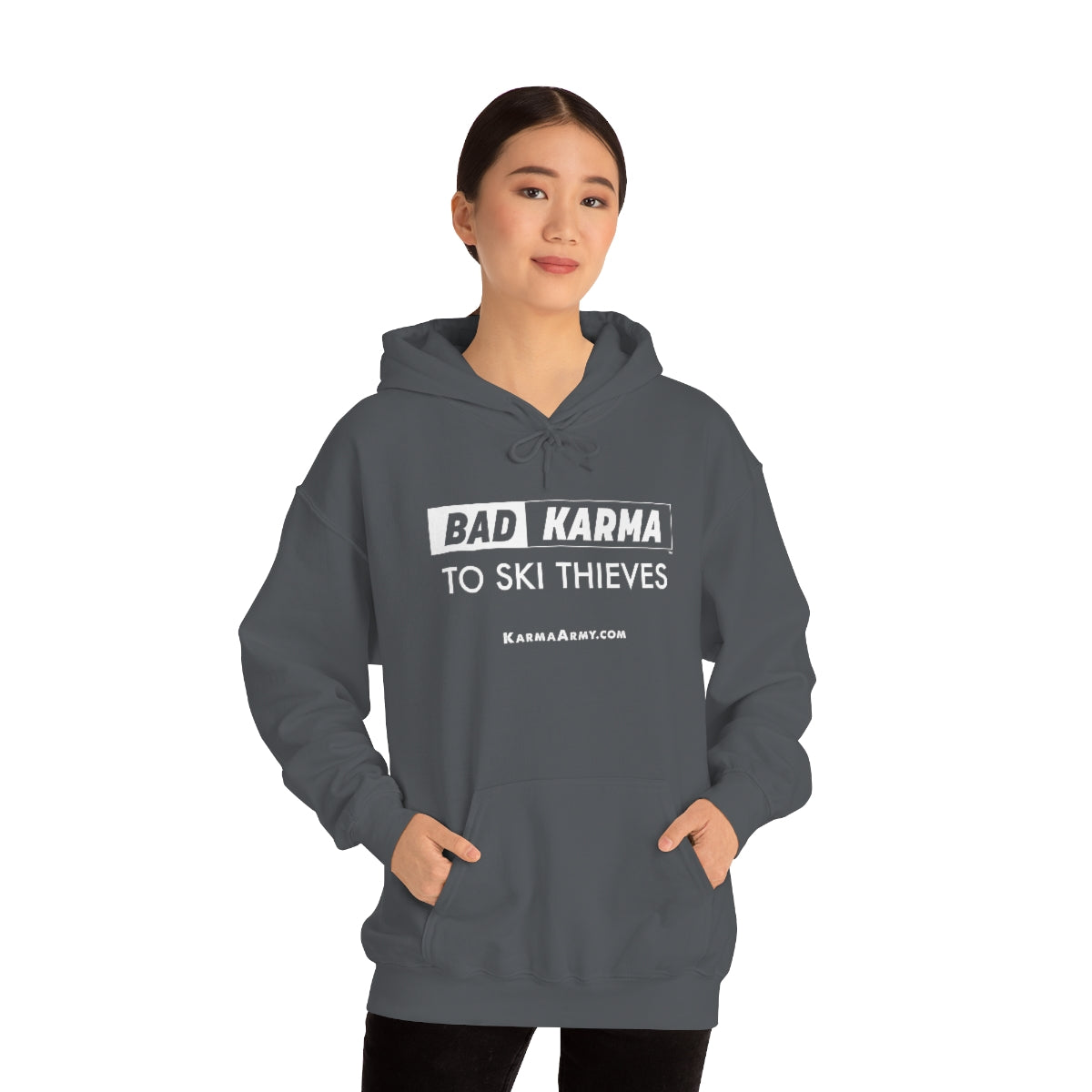 BAD KARMA TO SKI THIEVES Unisex Heavy Blend™ Hooded Sweatshirt