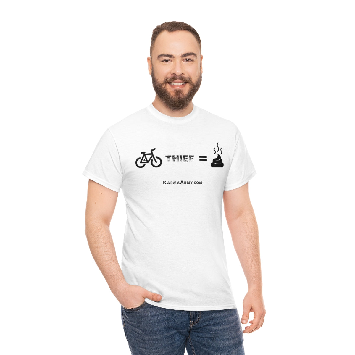 Bike Thief = Poop Unisex Heavy Cotton Tee