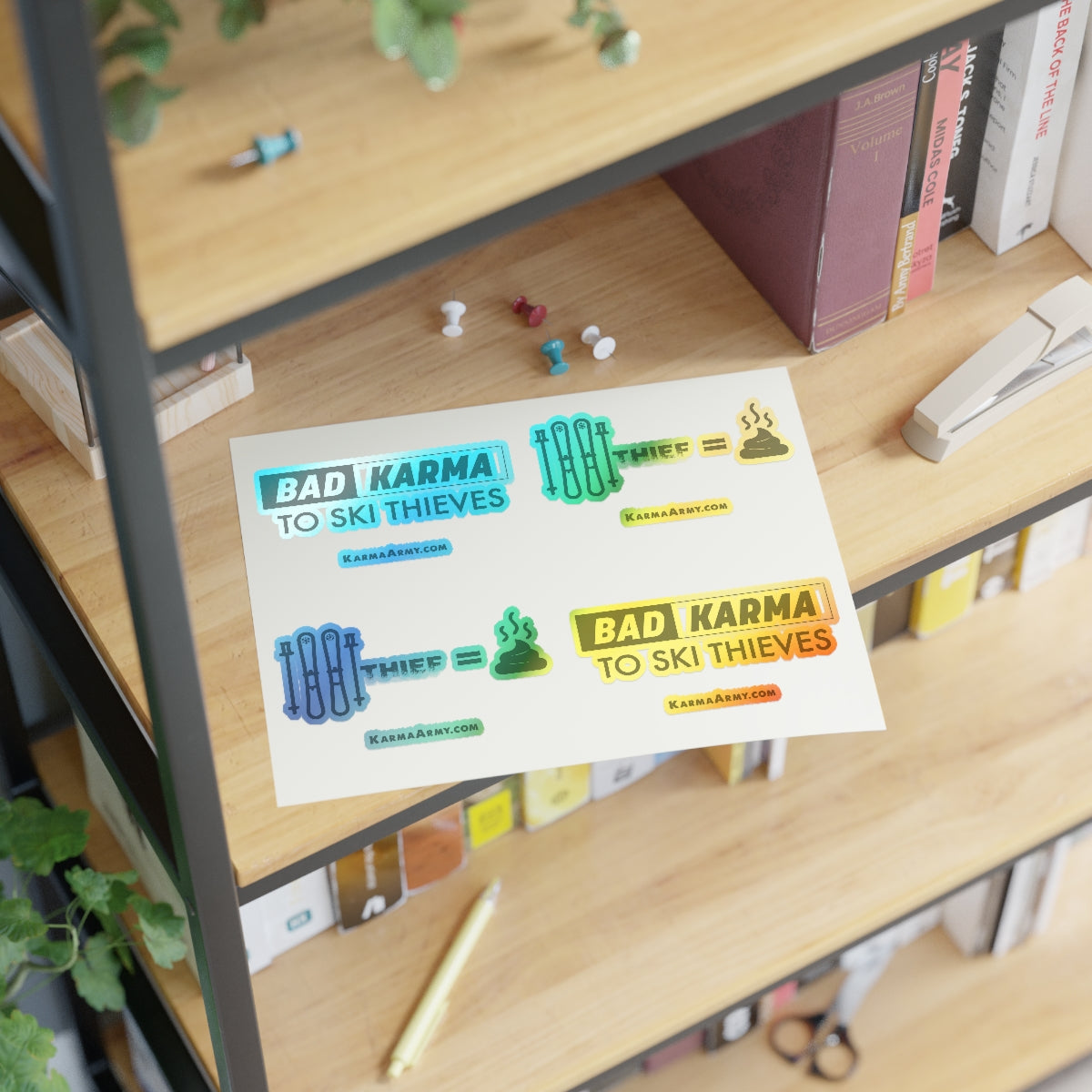 Bad Karma to Ski Thieves Stickers