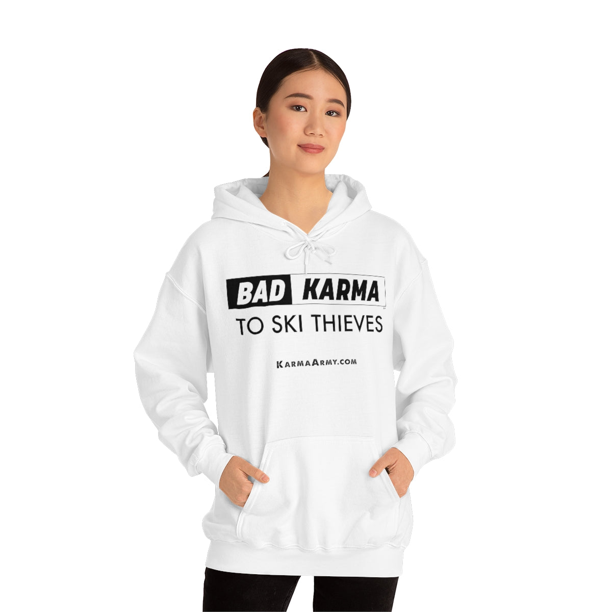 BAD KARMA TO SKI THIEVES Unisex Heavy Blend™ Hooded Sweatshirt
