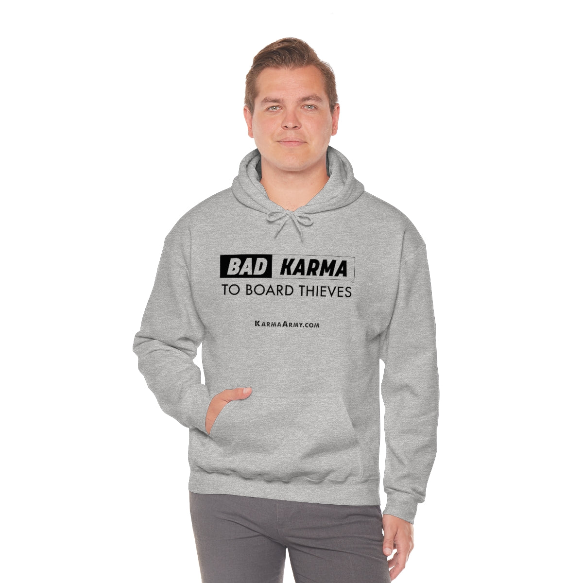 BAD KARMA TO BOARD THIEVES Unisex Heavy Blend™ Hooded Sweatshirt