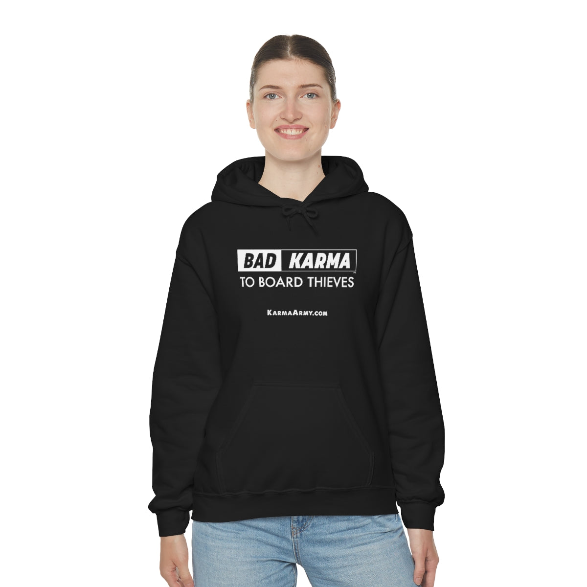BAD KARMA TO BOARD THIEVES Unisex Heavy Blend™ Hooded Sweatshirt