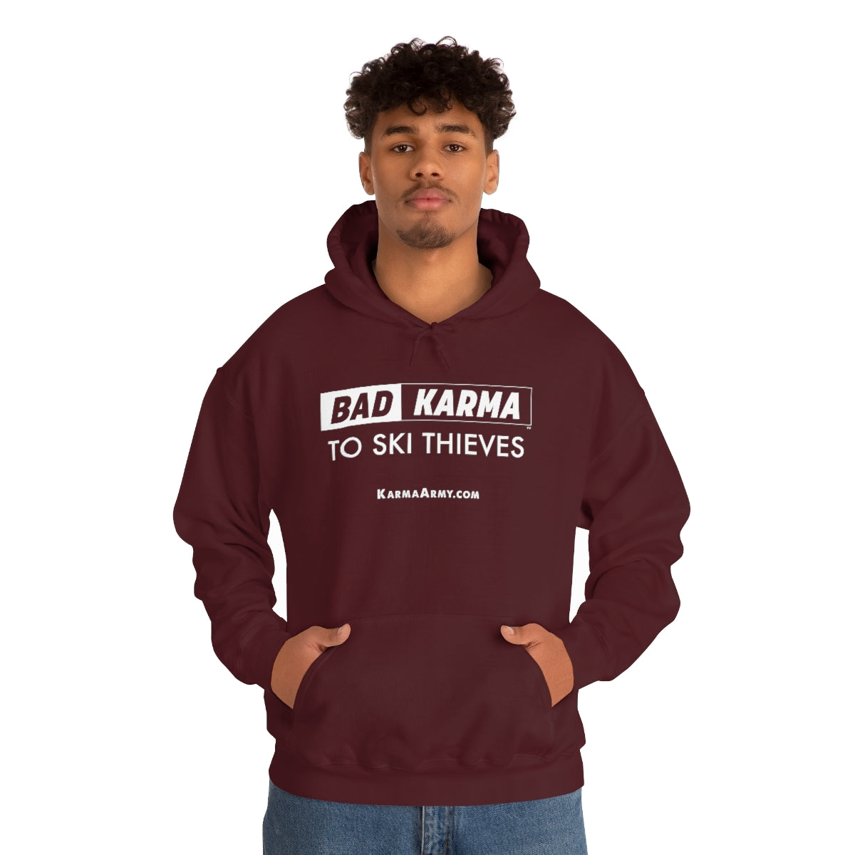 BAD KARMA TO SKI THIEVES Unisex Heavy Blend™ Hooded Sweatshirt