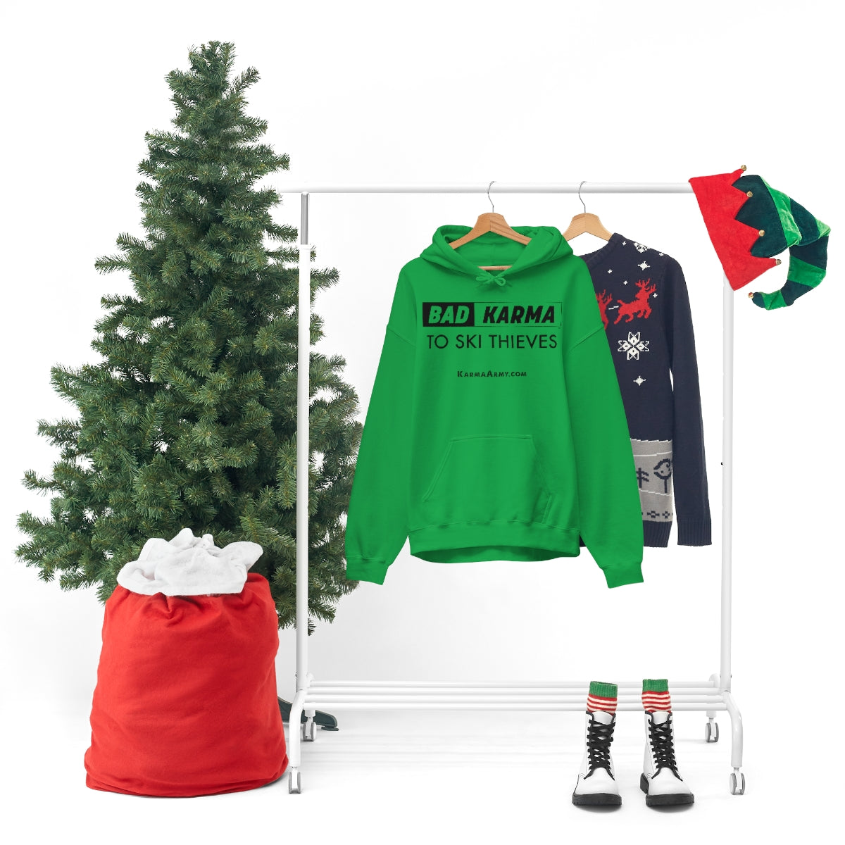 BAD KARMA TO SKI THIEVES Unisex Heavy Blend™ Hooded Sweatshirt