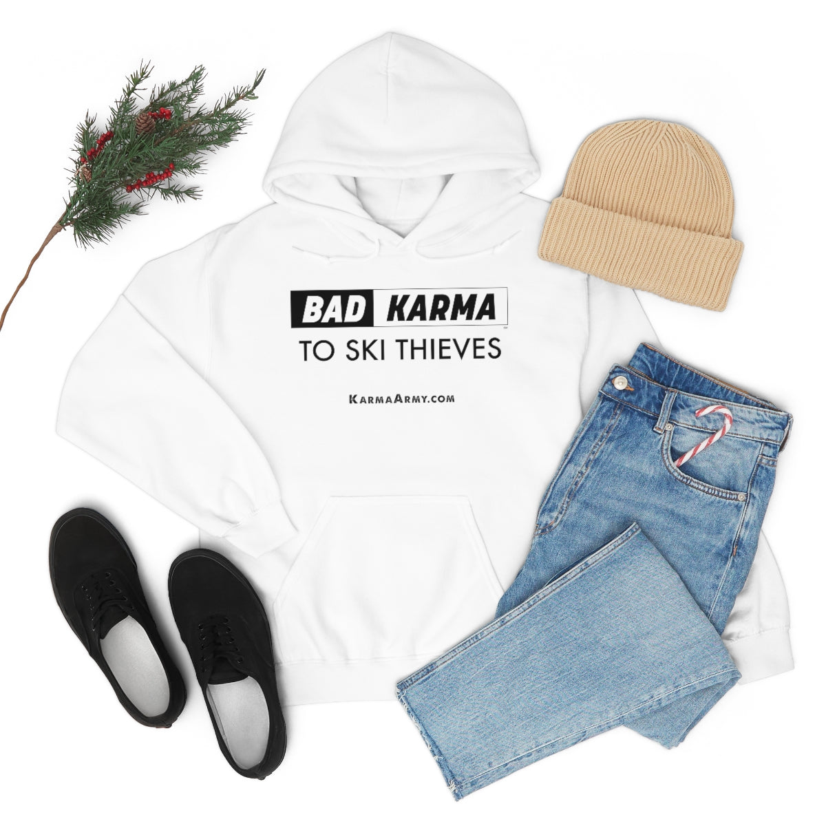 BAD KARMA TO SKI THIEVES Unisex Heavy Blend™ Hooded Sweatshirt