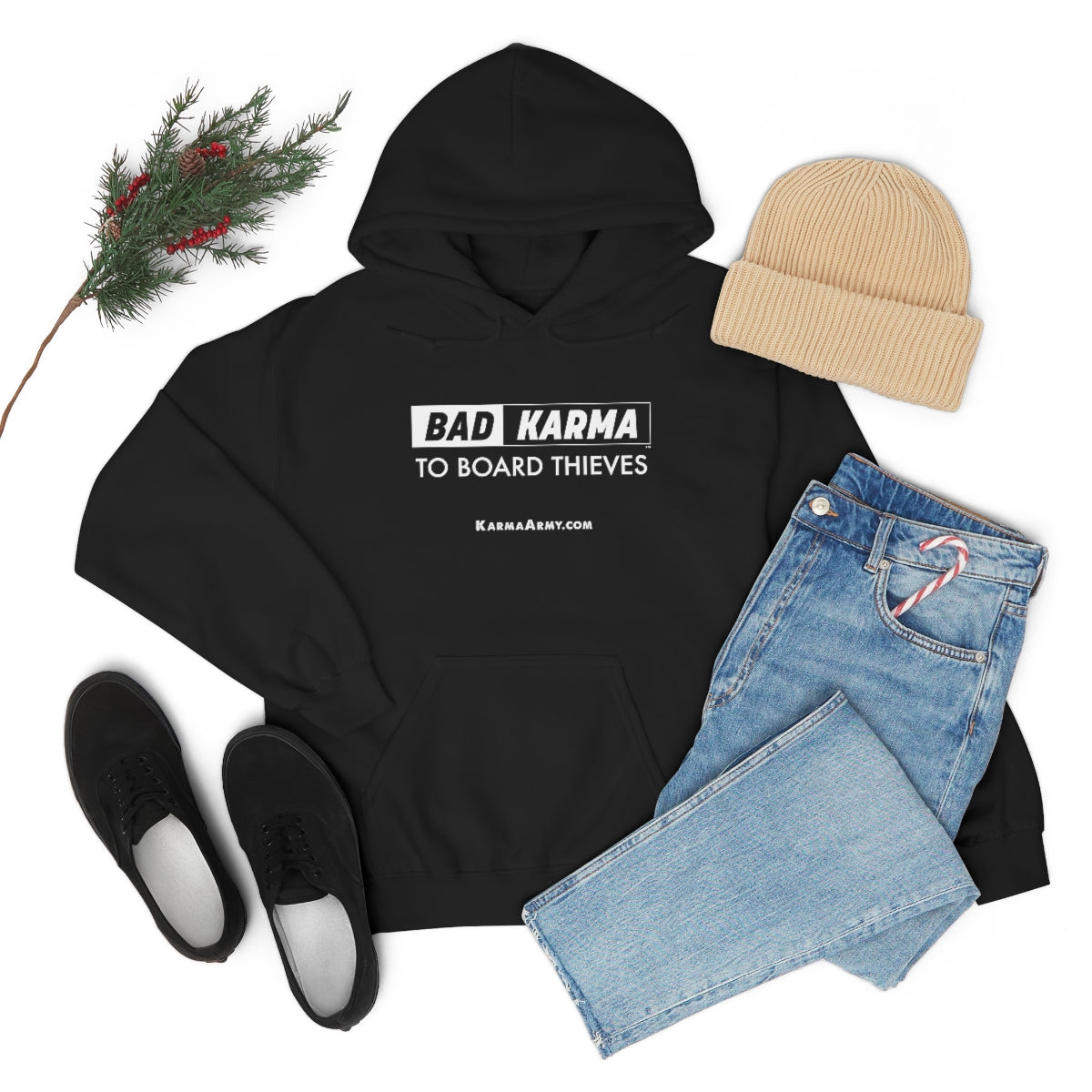 BAD KARMA TO BOARD THIEVES Unisex Heavy Blend™ Hooded Sweatshirt