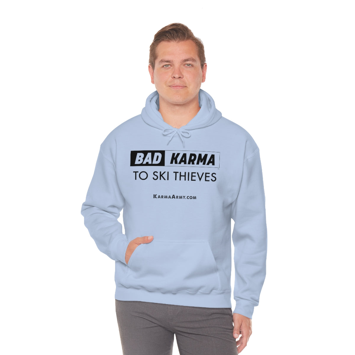 BAD KARMA TO SKI THIEVES Unisex Heavy Blend™ Hooded Sweatshirt