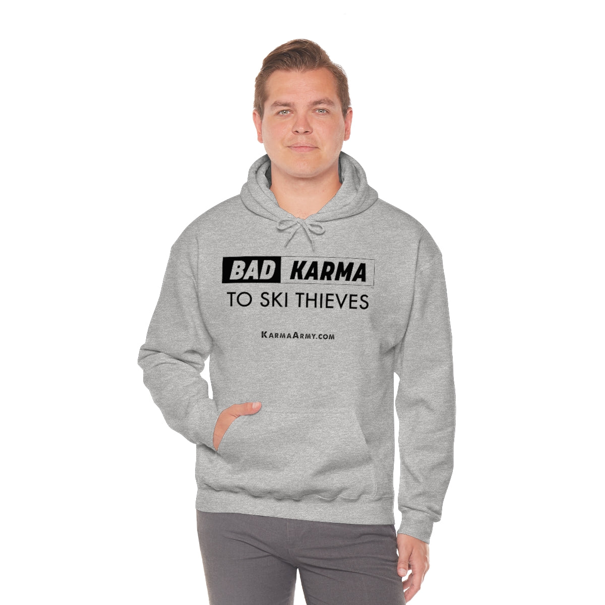 BAD KARMA TO SKI THIEVES Unisex Heavy Blend™ Hooded Sweatshirt