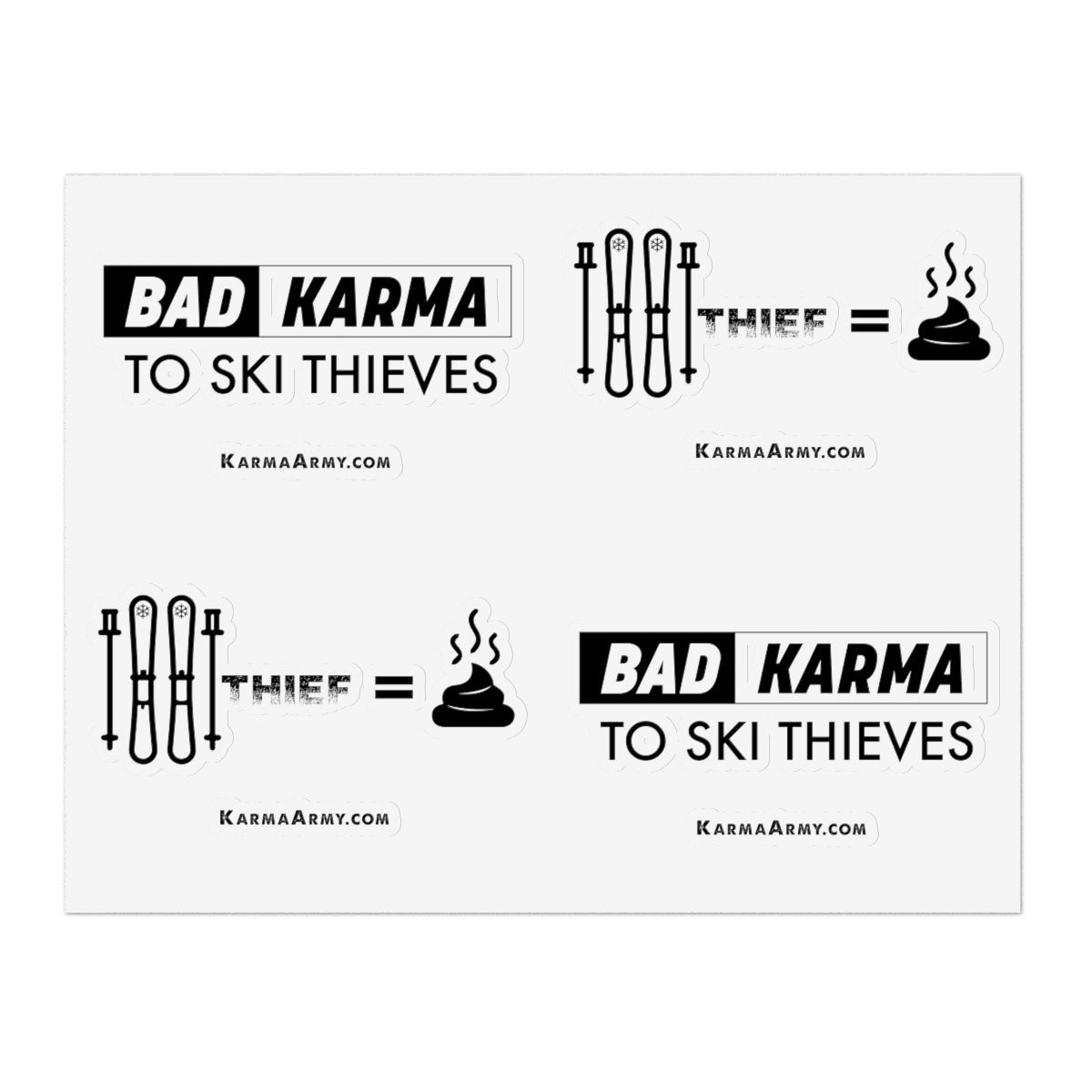 Bad Karma to Ski Thieves Stickers